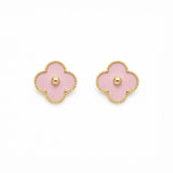 Kolczyki La Fleur z różową emalią