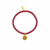 Bransoletka z rubinów z pozłacaną zawieszką