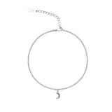 Bransoletka na kostkę z zawieszką księżyc – srebro pokryte ceramiką