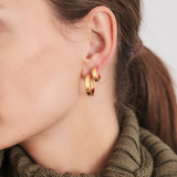 Kolczyki OVAL DUŻE SATYNOWE z cyrkonią, pozłacane 24k złotem