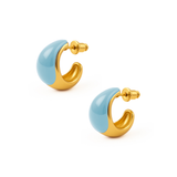 Kolczyki Tears mini z emalią Blue 1 cm