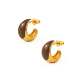 Kolczyki Tears mini z emalią Chocolate 1 cm