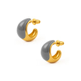 Kolczyki Tears mini z emalią Grey 1 cm