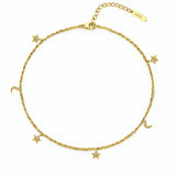 Naszyjnik typu choker z zawieszkami Gwiazdka i Księżyc, pozłacany 24k złotem