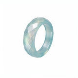 Ring with natural Agate stone, faceted, light blue