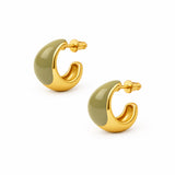 Náušnice Tears mini se smaltem Olive 1 cm