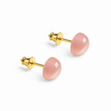 Kolczyki z kamieniem Kocie Oko roż - srebro 925 w pozłoceniu 24k