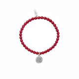 Bransoletka z rubinów ze srebrną zawieszką