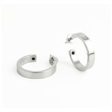 OVAL MINI SATIN earrings with cubic zirconia, ceramic-coated silver