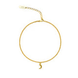 Bransoletka na kostkę z zawieszką księżyc, pozłacana 24k złotem