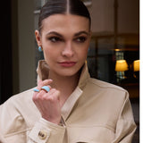 Kolczyki małe z ręcznie malowaną emalią Tears "Blue" 1 cm pozłacane 24k złotem