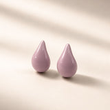 Kolczyki duże z ręcznie malowaną emalią "Pink bloom" w kształcie kropli posrebrzane - 4 cm