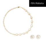 Zestaw naszyjnik z pereł naturalnych i kolczyki sztyfty perły naturalne