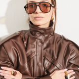 Pierścionek „Chocolate" z brązową emalią