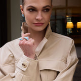 Pierścionek „Blue" z emalią