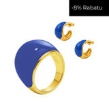 Zestaw pierścionek i kolczyki z emalią Sea