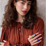 Green Cat's Eye natural stone ring