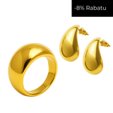 Zestaw pierścionek Sote mini i kolczyki Tears 3cm w pozłoceniu