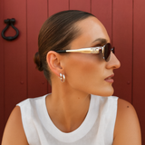 Kolczyki OVAL DUŻE SATYNOWE z cyrkonią, srebro pokryte ceramiką