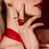 Pierścionek z emalią „Rouge" z czerwoną emalią