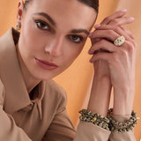 Pierścionek „Straciatella" z emalią ręcznie malowany