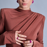 Pierścionek z ręcznie emalią "Aubergine" mini pozłacany 24k złotem