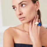 Pierścionek z emalią „Creme" z śmietankową emalią