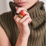 Pierścionek z emalią „Lune Noire” mini