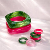 Transparent Green Grass Resin Bracelet