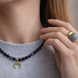 Naszyjnik Dark night z kamieni iolit oraz spinel czany