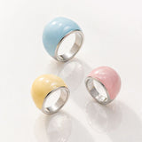 PRE-ORDER Pierścionek z ręcznie malowaną emalią „Pink bloom" posrebrzany