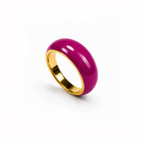 Pierścionek z ręcznie emalią "Aubergine" mini pozłacany 24k złotem