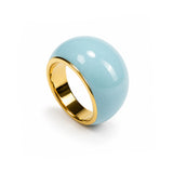 Ring with hand-painted "Blue" enamel, 24k gold-plated