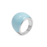 PRE-ORDER Pierścionek z ręcznie malowaną emalią „Blue" posrebrzany