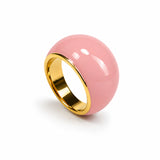 24k gold-plated ring with hand-painted "Coral" enamel