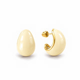 Small Tears "Creme" hand-painted enamel earrings, 1 cm, 24k gold-plated