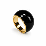 24k gold-plated "Lune Noire" ring with hand-painted enamel