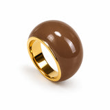 "Chocolate" hand-painted enamel ring, 24k gold-plated