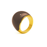 Pierścionek „Chocolate" z brązową emalią