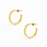 Kolczyki OVAL DUŻE SATYNOWE z cyrkonią, pozłacane 24k złotem