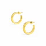 Kolczyki OVAL MINI SATYNOWE z cyrkonią, pozłacane 24k złotem