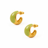 Náušnice Tears mini se smaltem Olive 1 cm