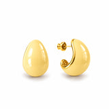 Kolczyki małe z ręcznie malowaną emalią Tears "Lemon light" 1 cm pozłacane 24k złotem
