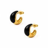 Small earrings with hand-painted enamel Tears "Pink bloom" 1 cm gold-plated with 24k gold