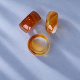 Smooth amber agate natural wide stone ring