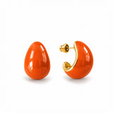 Kolczyki małe ręcznie malowane emalią Tears "Orange" 1 cm pozłacane 24k złotem