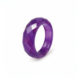 Ring with natural Agate stone, faceted, light blue