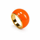 Pierścionek z ręcznie malowaną emalią „Orange" pozłacany 24k złotem