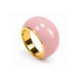 "Pink bloom" hand-painted enamel ring, 24k gold-plated