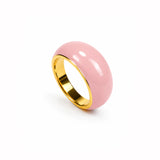 Ring with hand-painted enamel "Pink bloom" mini 24k gold-plated